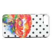 エレガント抽象芸術赤フローラ水色水玉模様 Case-Mate iPhoneケース (裏面(横))