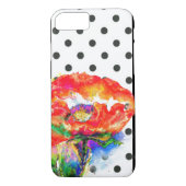 エレガント抽象芸術赤フローラ水色水玉模様 Case-Mate iPhoneケース (裏面)