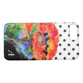 エレガント抽象芸術赤フローラ水色水玉模様 Case-Mate iPhoneケース (裏面(横))