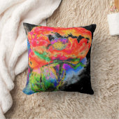 エレガント抽象芸術赤フローラ水色 クッション (ブランケット)