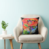 エレガント抽象芸術赤フローラ水色 クッション (椅子)