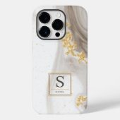 エレガント抽象芸術金ゴールドグリッター黒水色 Case-Mate iPhoneケース (裏面)