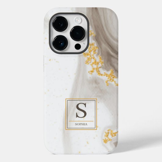 エレガント抽象芸術金ゴールドグリッター黒水色 Case-Mate iPhoneケース (裏面)