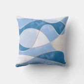 エレガント抽象芸術金ゴールド波と青の大理石グランジ | クッション (裏面)