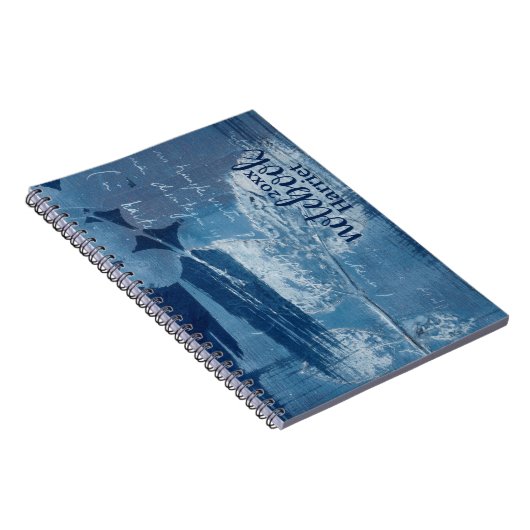 エレガント抽象芸術青い筆跡 ノートブック (右側)