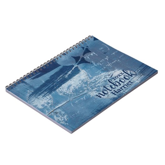 エレガント抽象芸術青い筆跡 ノートブック (左側)