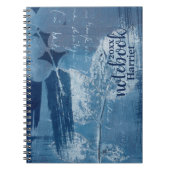 エレガント抽象芸術青い筆跡 ノートブック (正面)