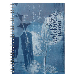 エレガント抽象芸術青い筆跡 ノートブック