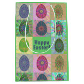 エレガント抽象芸術飾カラフル卵コラージュ ミディアムペーパーバッグ (正面)