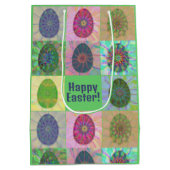 エレガント抽象芸術飾カラフル卵コラージュ ミディアムペーパーバッグ (裏面)