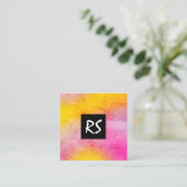 エレガント抽象芸術鮮やかカラフルグラフィックデザイン スクエア名刺 (スタンド正面)