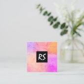 エレガント抽象芸術鮮やかカラフルグラフィックデザイン スクエア名刺 (スタンド正面)