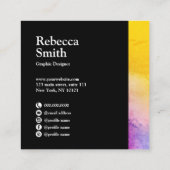 エレガント抽象芸術鮮やかカラフルグラフィックデザイン スクエア名刺 (裏面)