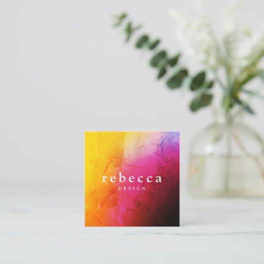 エレガント抽象芸術鮮やかカラフルグラフィックデザイン スクエア名刺 (スタンド正面)