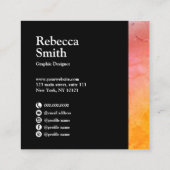 エレガント抽象芸術鮮やかカラフルグラフィックデザイン スクエア名刺 (裏面)