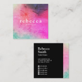 エレガント抽象芸術鮮やかカラフル図デザイン スクエア名刺 (正面/裏面)