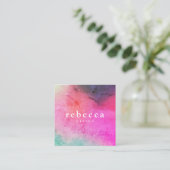 エレガント抽象芸術鮮やかカラフル図デザイン スクエア名刺 (スタンド正面)