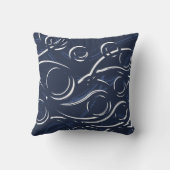 エレガント抽象芸術 |ネイビーブルー&ホワイト クッション (裏面)