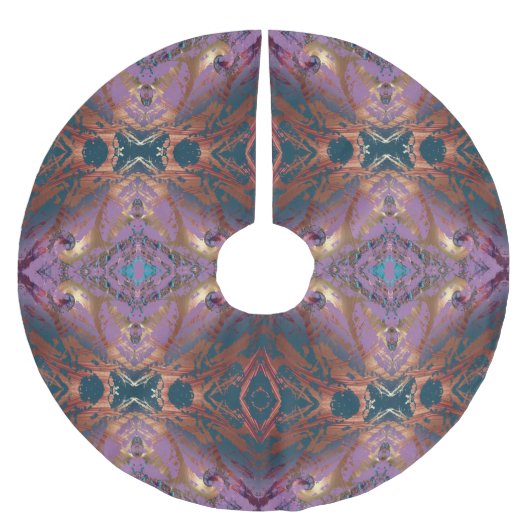 エレガント抽象芸術 ブラッシュドポリエステルツリースカート (正面)