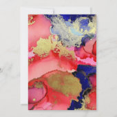 エレガント抽象芸術・レッド・金ゴールド・パープ結婚ルズ 招待状 (裏面)