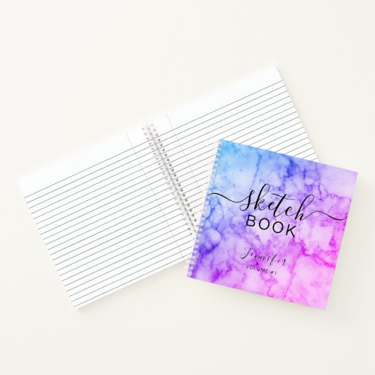 エレガント抽象芸術Sketchbook名スクリプト大理石 ノートブック (内部)