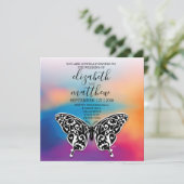 エレガント招待状はがきバットラフライ及びカラーフ 招待状 (スタンド正面)