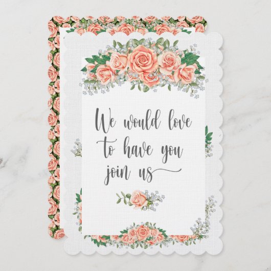 エレガント招待状オンリネンストック 招待状 (正面/裏面)