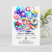 エレガント振りかけるキャンディ誕生日 招待状 (スタンド正面)