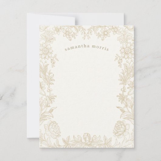 エレガント描フローラアイボリー ノートカード (正面)