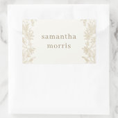 エレガント描フローラアイボリー 長方形シール (バッグ)