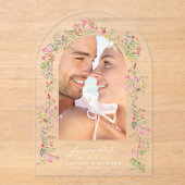 エレガント救フローラ結婚の写真 アクリル招待状 (正面)