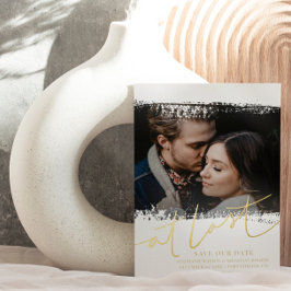 エレガント救日のホイルと写真 箔招待状