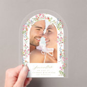 エレガント救・フローラのアーチ結婚ャー写真 アクリル招待状 (インサイチュ (ポータブル))