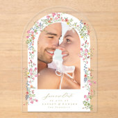 エレガント救・フローラのアーチ結婚ャー写真 アクリル招待状 (正面)