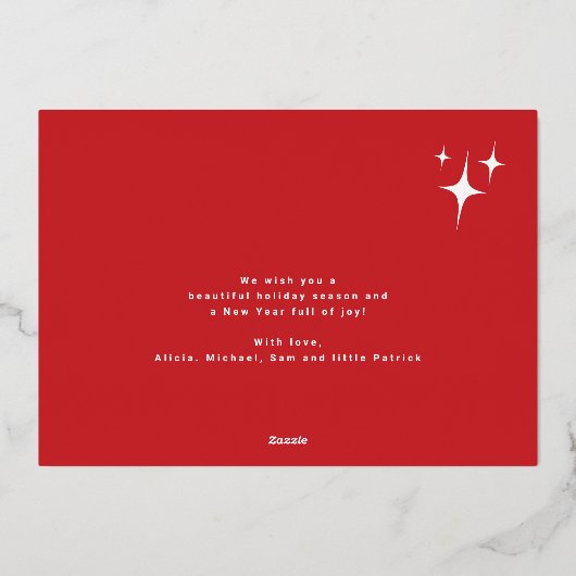 エレガント数々のモダン写真コラージュ 箔シーズンカード (裏面)