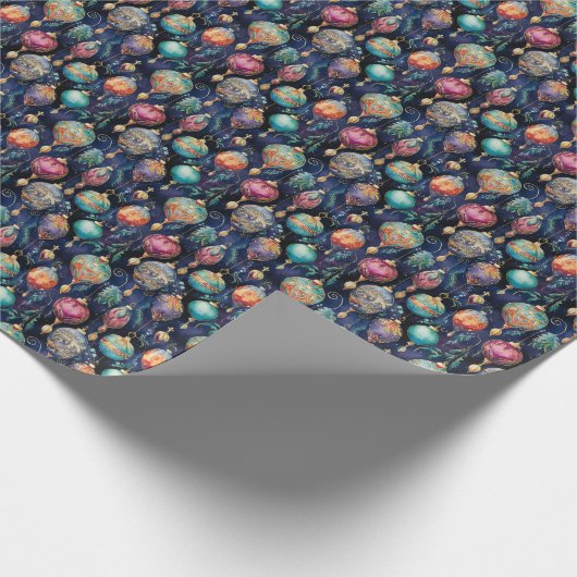 エレガント数々の色クリスマスツリーオーナメント ラッピングペーパー (角)