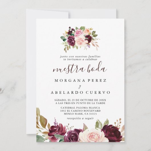 エレガント数々の花ヌエストラボダ 招待状 (正面)