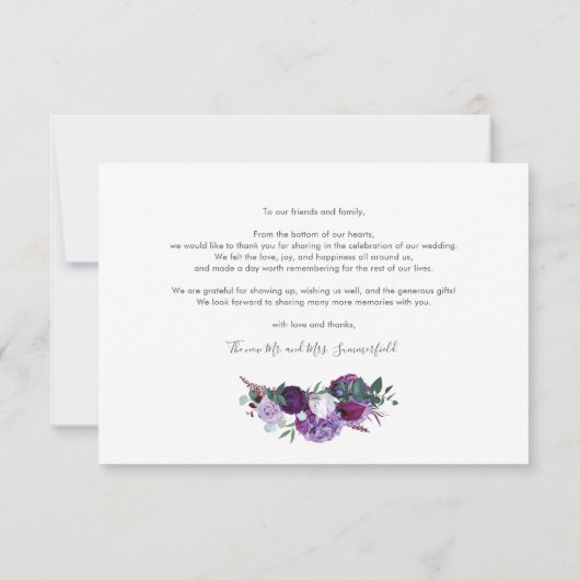 エレガント文字と写真の結婚ありがとう サンキューカード (裏面)