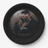 エレガント文字オーバーレイスクリプト写真ウェディングパーティー ペーパープレート (正面)