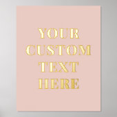 エレガント文字カスタム赤面ピンク 箔ポスター (正面)