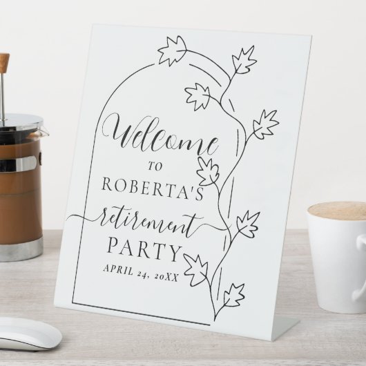 エレガント文字スクリプト退職パーティーへようこそ 台座サイン (インサイチュ)