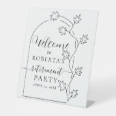 エレガント文字スクリプト退職パーティーへようこそ 台座サイン (正面)