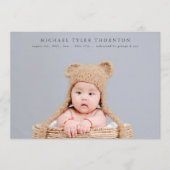 エレガント文字写真コラージュ歓迎ベビー誕生 案内状 (正面)