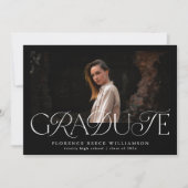 エレガント文字写真高校卒業 案内状 (正面)