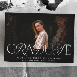 エレガント文字写真高校卒業 案内状