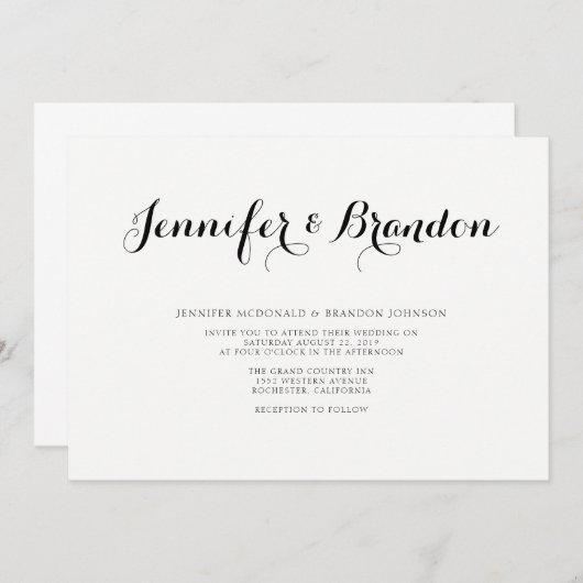 エレガント文字結婚式招待状 招待状 (正面/裏面)