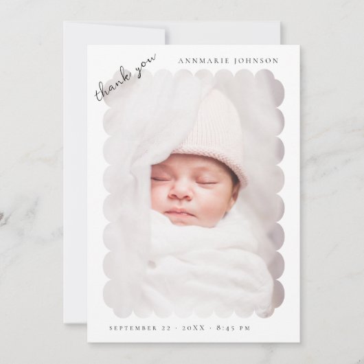 エレガント斜面写真カスタム赤ちゃんシャワー サンキューカード (正面)