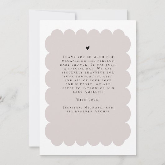 エレガント斜面写真カスタム赤ちゃんシャワー サンキューカード (裏面)