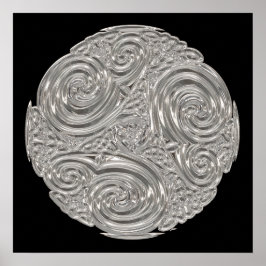 エレガント新しいシルバー黒メタリック調べモダン ポスター