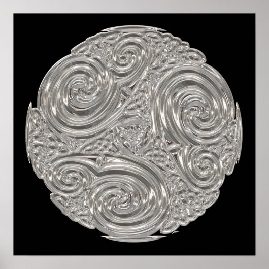 エレガント新しいシルバー黒メタリック調べモダン ポスター (正面)